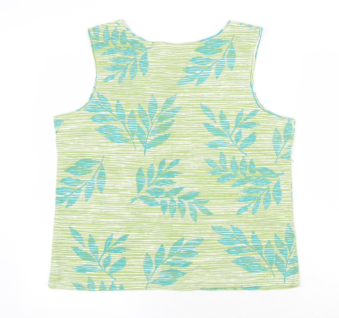 White Stag Womens Green Geometric Cotton Basic Tank Size XL Round Neck - Leaf Print