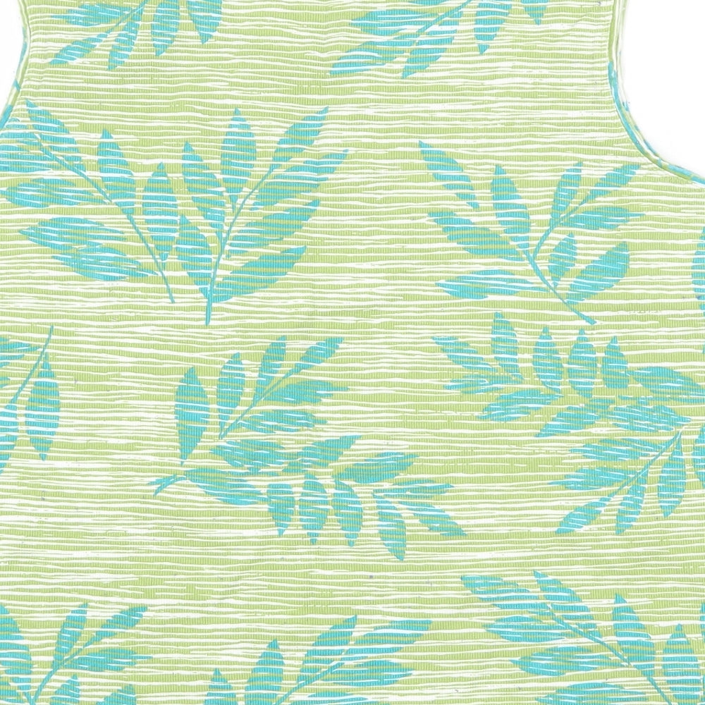 White Stag Womens Green Geometric Cotton Basic Tank Size XL Round Neck - Leaf Print