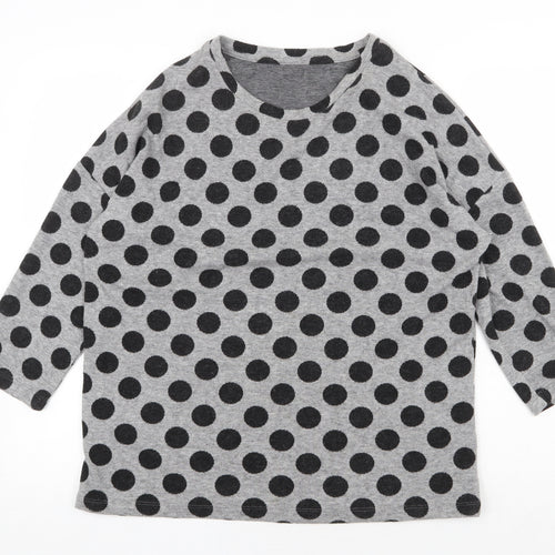 TU Womens Grey Scoop Neck Polka Dot Polyester Pullover Jumper Size 14