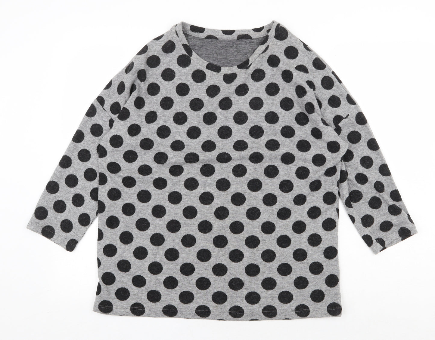 TU Womens Grey Scoop Neck Polka Dot Polyester Pullover Jumper Size 14