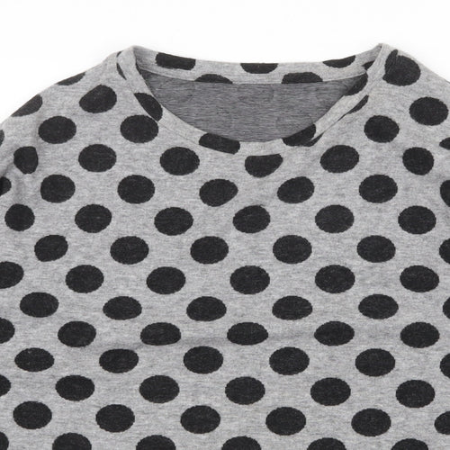 TU Womens Grey Scoop Neck Polka Dot Polyester Pullover Jumper Size 14