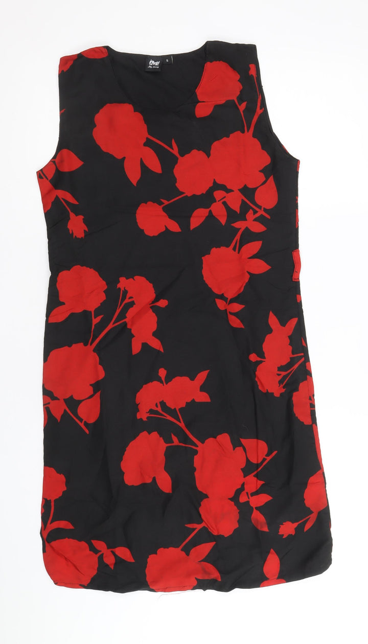 My Swag Womens Black Floral Polyester Shift Size S Round Neck Pullover