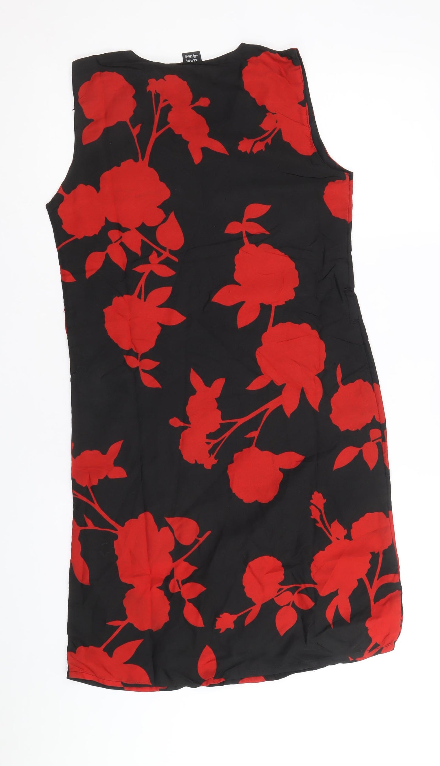 My Swag Womens Black Floral Polyester Shift Size S Round Neck Pullover