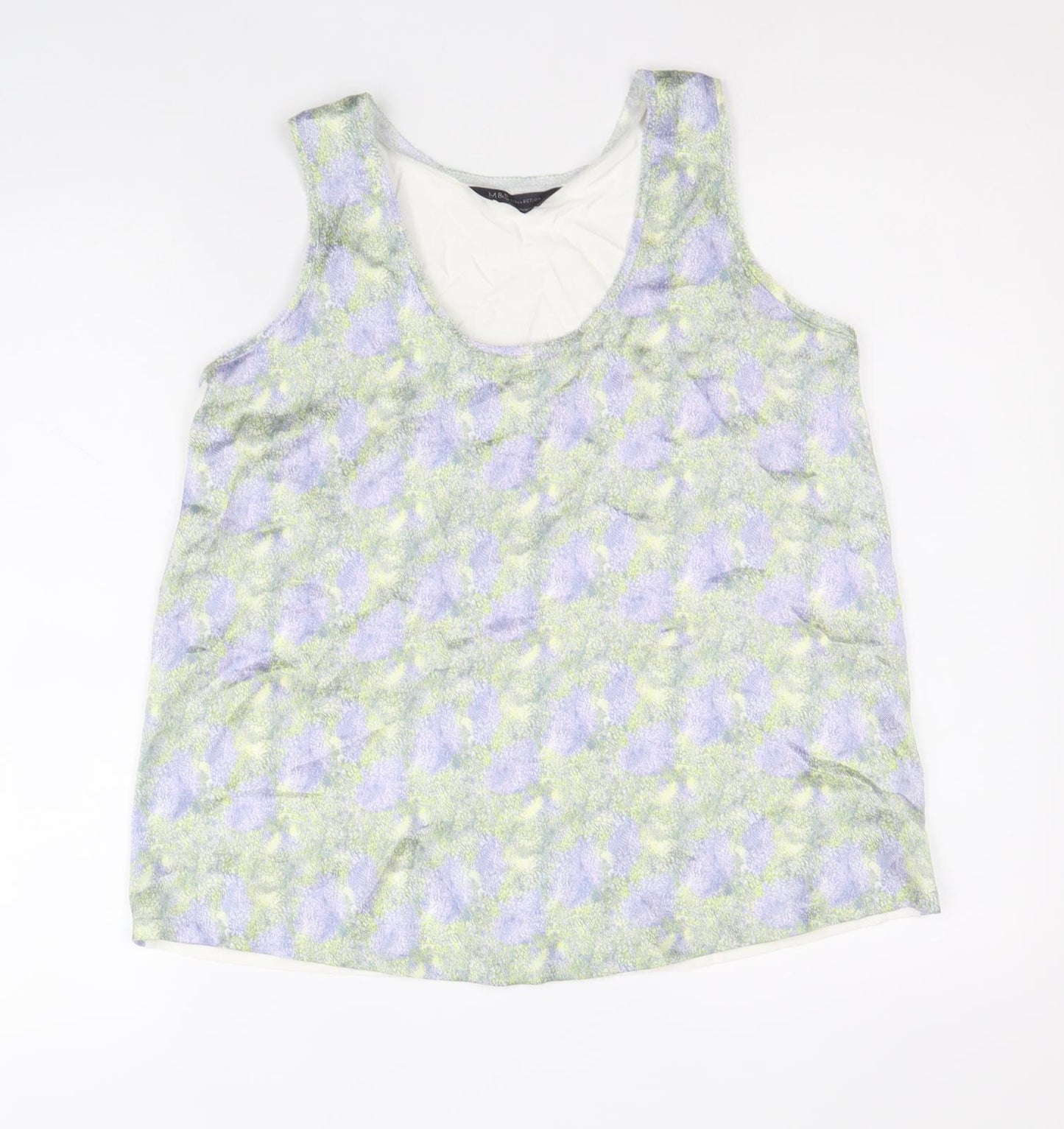 Marks and Spencer Womens Multicoloured Geometric Polyester Basic Tank Size 8 Scoop Neck