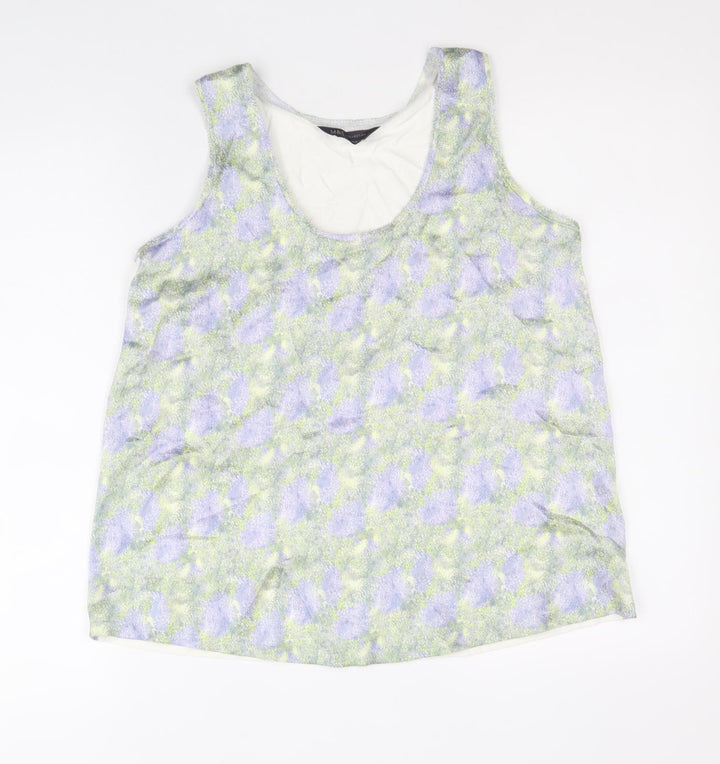 Marks and Spencer Womens Multicoloured Geometric Polyester Basic Tank Size 8 Scoop Neck