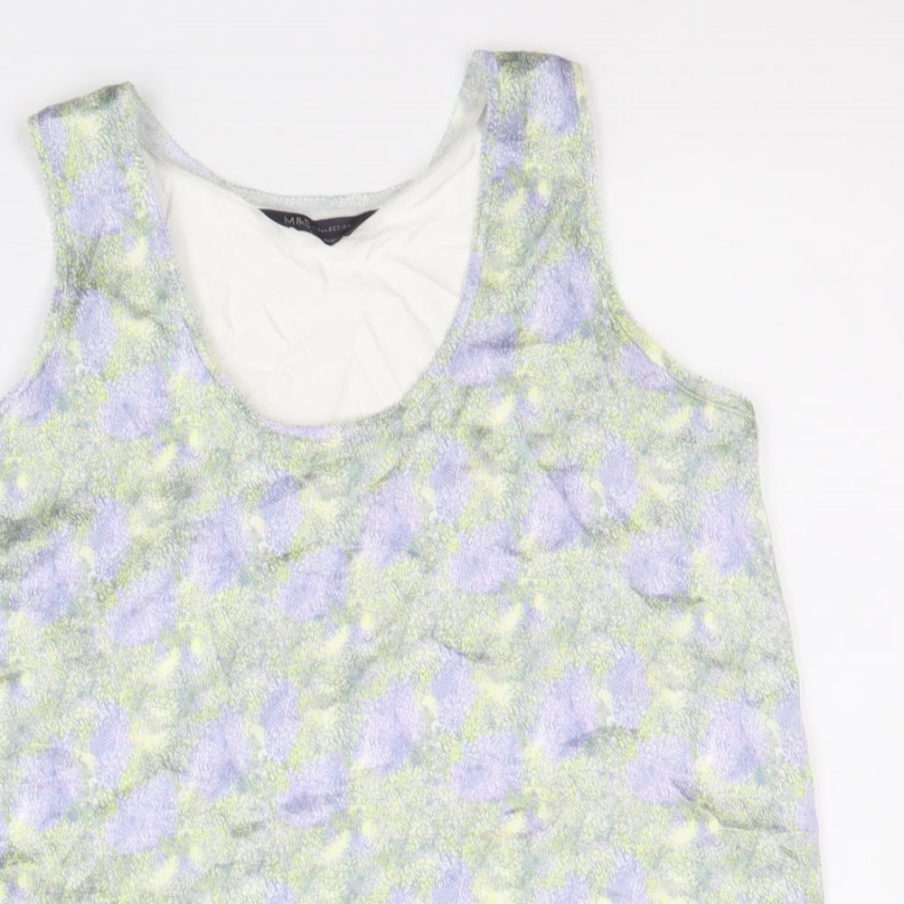 Marks and Spencer Womens Multicoloured Geometric Polyester Basic Tank Size 8 Scoop Neck