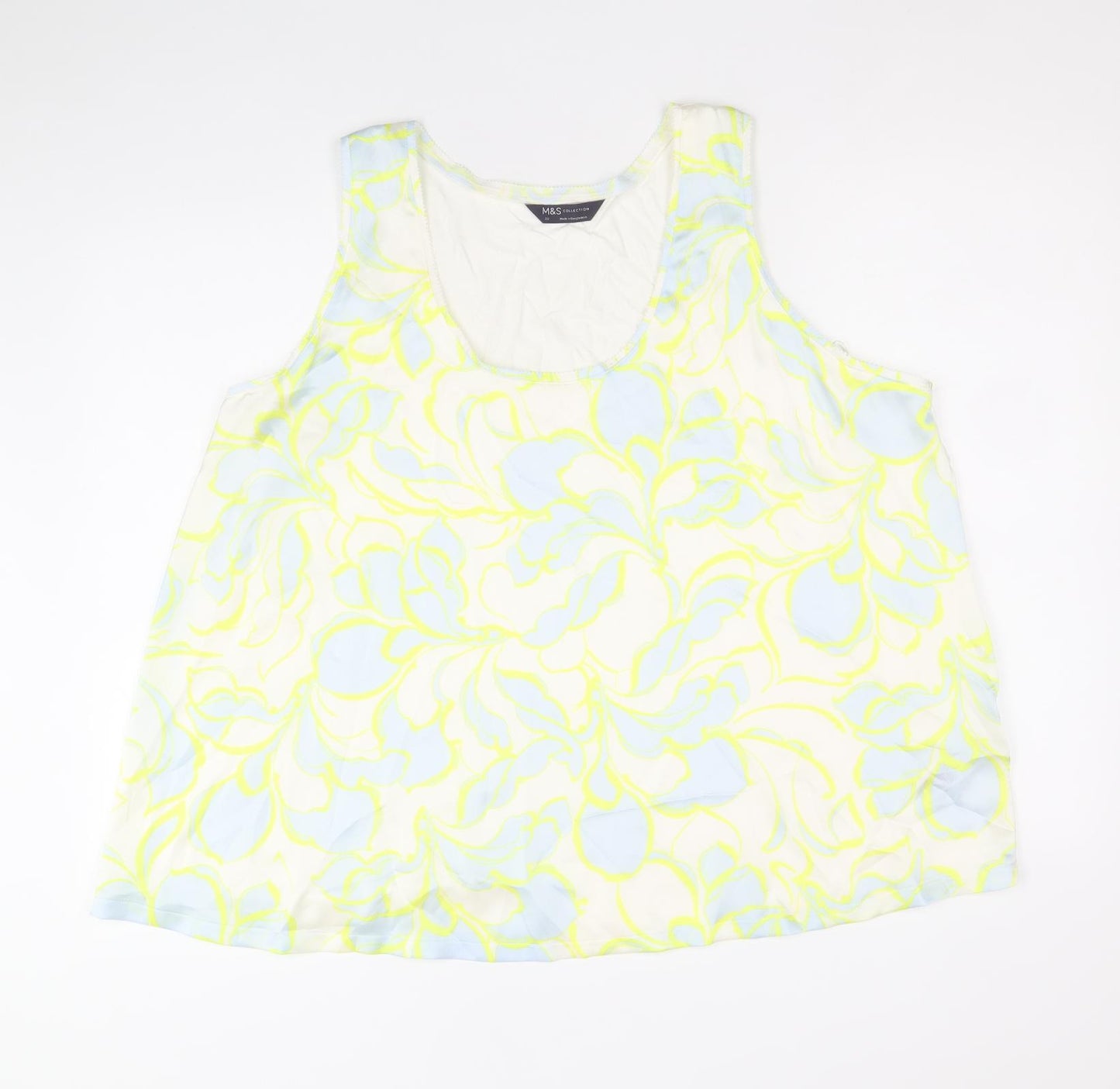 Marks and Spencer Womens Multicoloured Floral Polyester Basic Tank Size 22 Scoop Neck