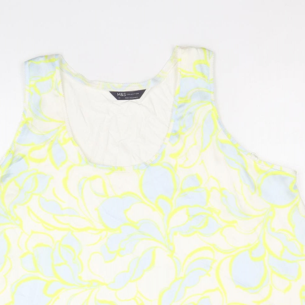 Marks and Spencer Womens Multicoloured Floral Polyester Basic Tank Size 22 Scoop Neck