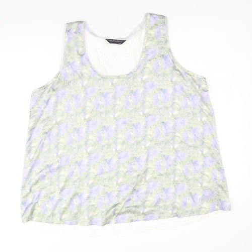 Marks and Spencer Womens Multicoloured Geometric Polyester Basic Tank Size 16 Round Neck
