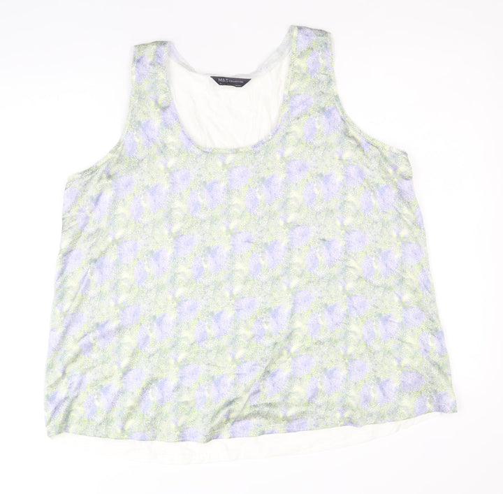 Marks and Spencer Womens Multicoloured Geometric Polyester Basic Tank Size 16 Round Neck