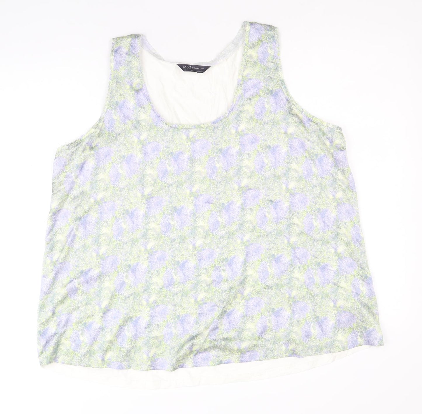 Marks and Spencer Womens Multicoloured Geometric Polyester Basic Tank Size 16 Round Neck