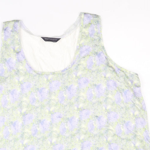 Marks and Spencer Womens Multicoloured Geometric Polyester Basic Tank Size 16 Round Neck