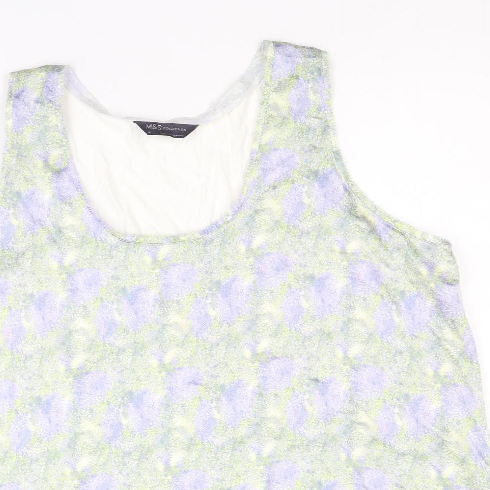 Marks and Spencer Womens Multicoloured Geometric Polyester Basic Tank Size 16 Round Neck