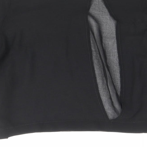 Zack Womens Black Polyester Basic Blouse Size M Boat Neck - Bell Sleeve, Open Back