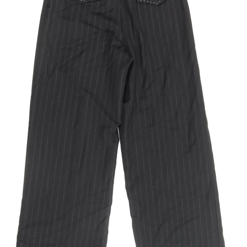 Coast Womens Black Striped Wool Trousers Size 8 Regular Zip