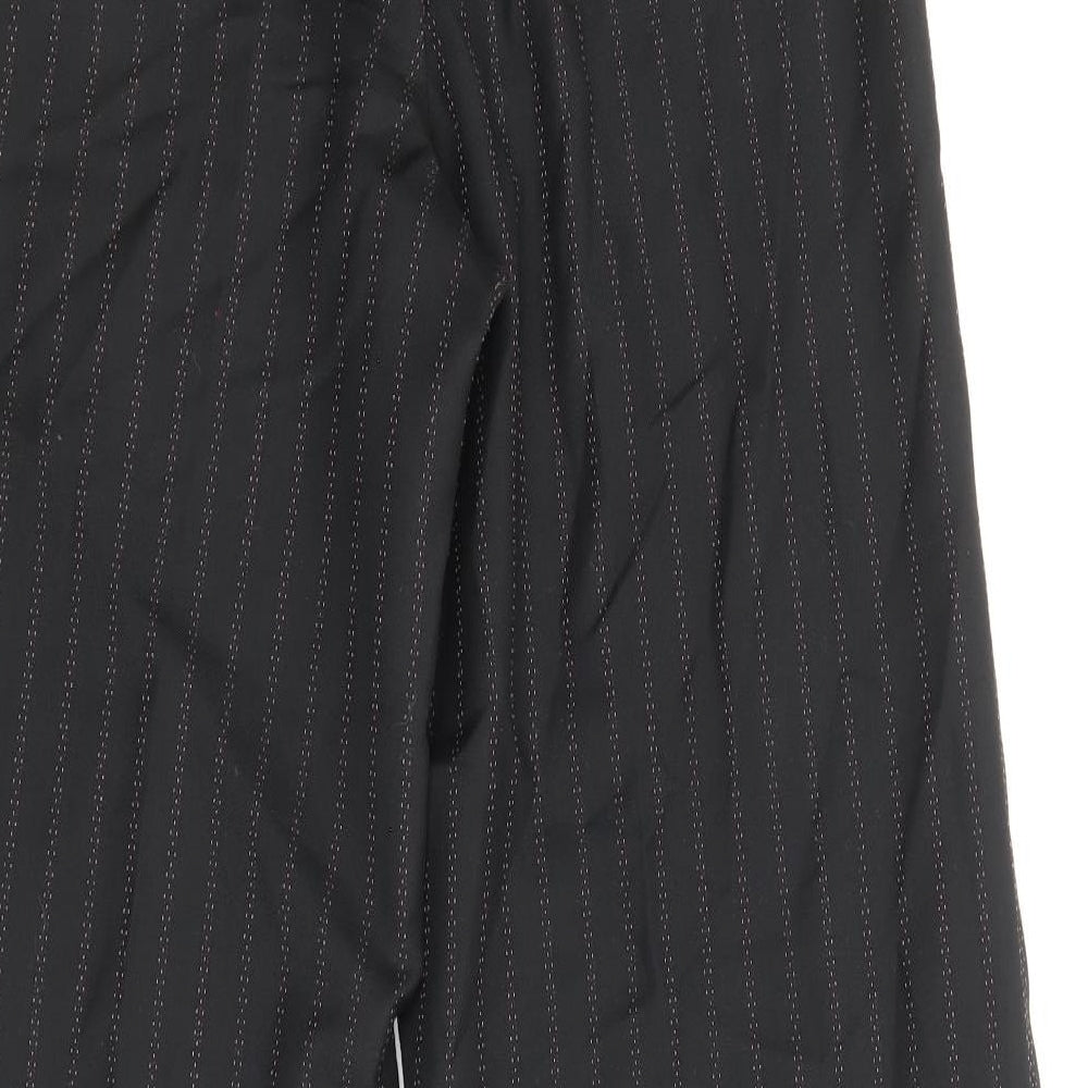 Coast Womens Black Striped Wool Trousers Size 8 Regular Zip