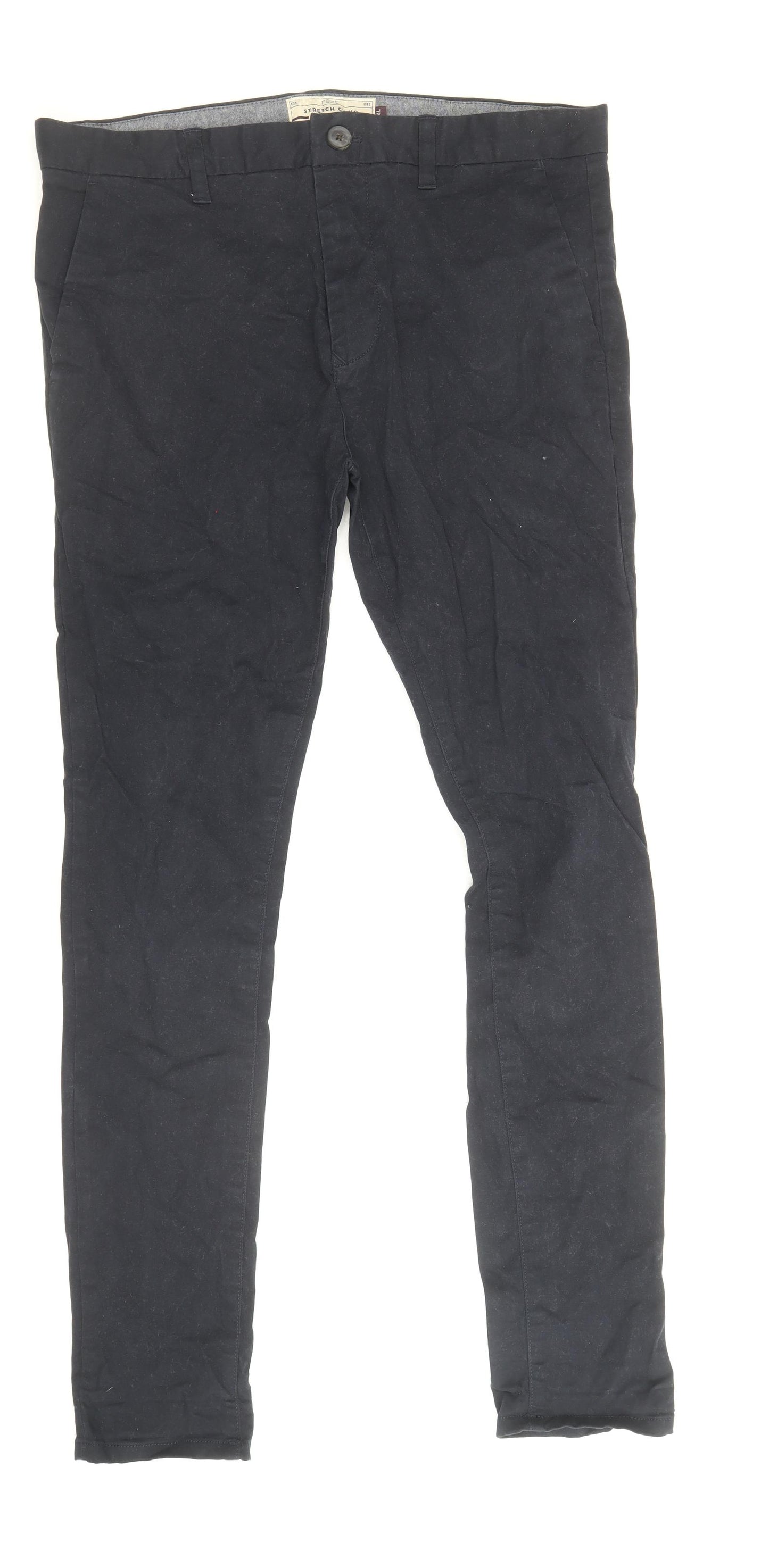 NEXT Mens Blue Cotton Chino Trousers Size 34 in Regular Zip