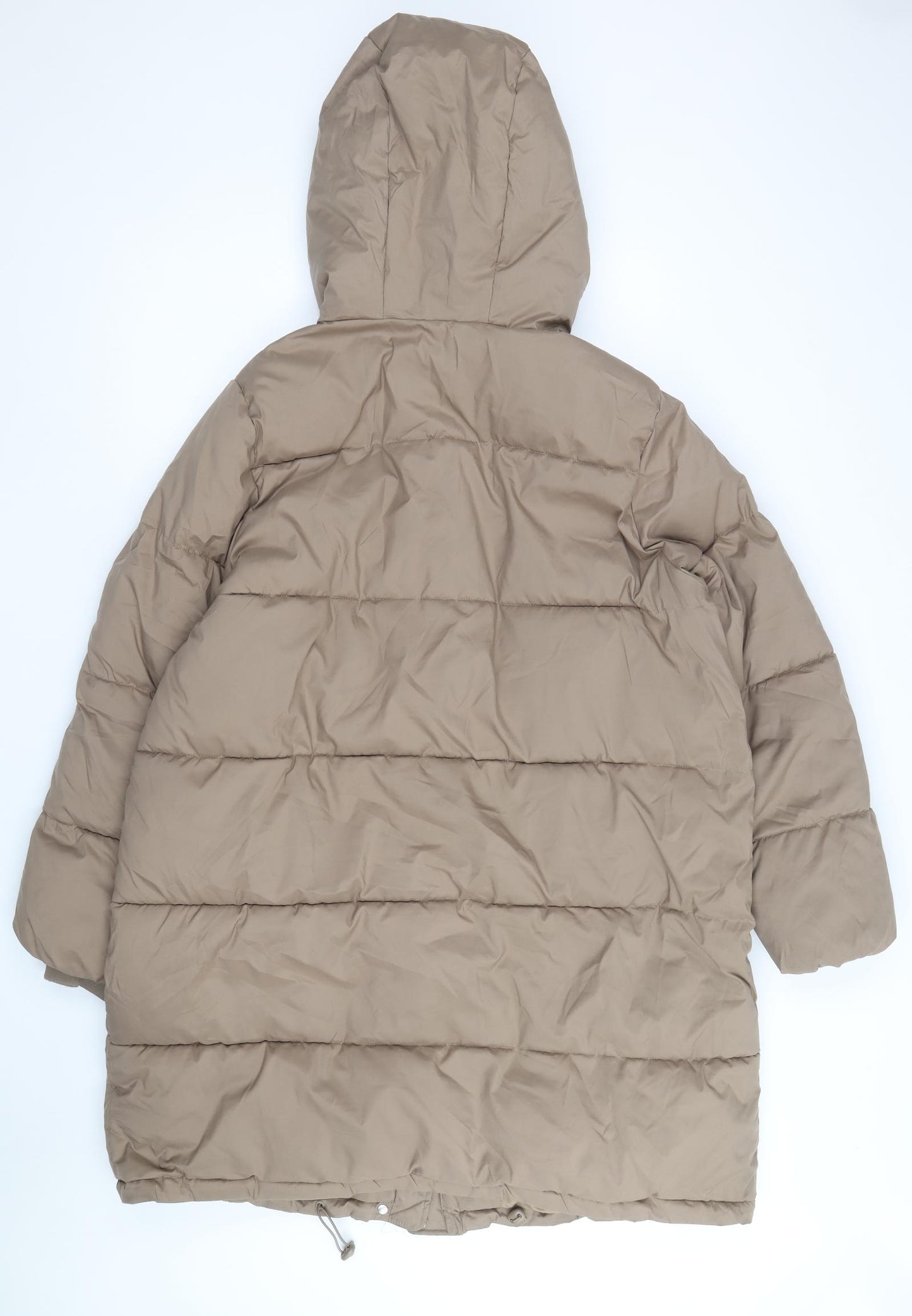 H&M Womens Brown Quilted Coat Size M Zip