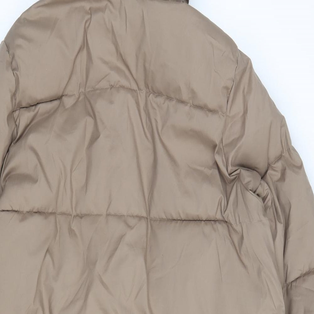 H&M Womens Brown Quilted Coat Size M Zip