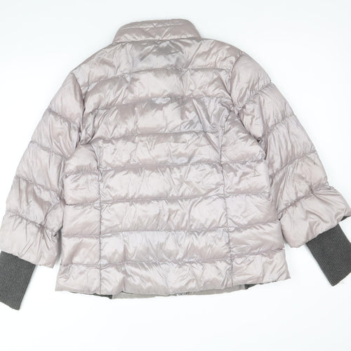 Etage Womens Silver Quilted Jacket Size 12 Zip