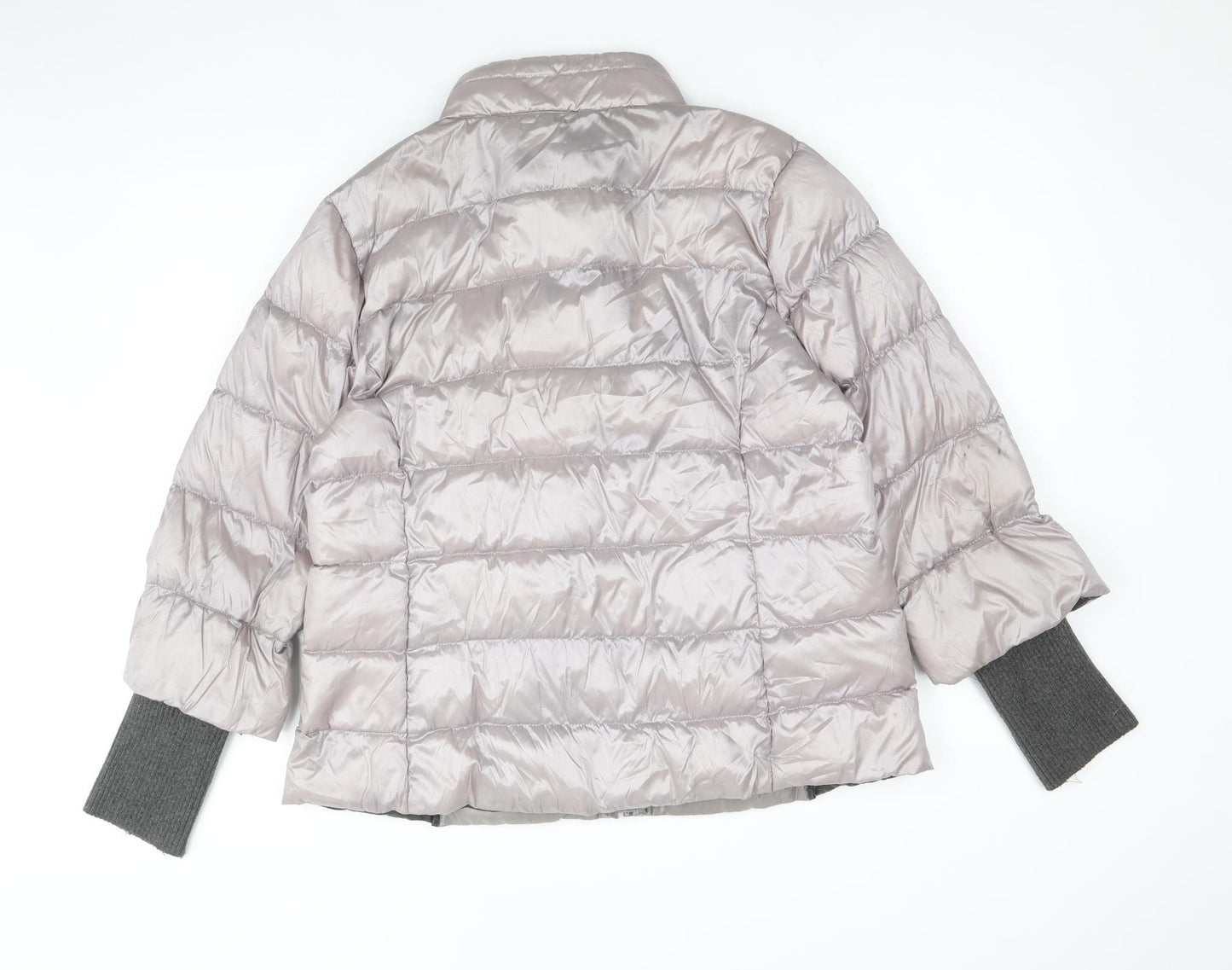 Etage Womens Silver Quilted Jacket Size 12 Zip