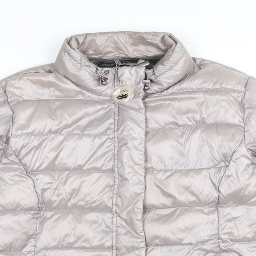 Etage Womens Silver Quilted Jacket Size 12 Zip