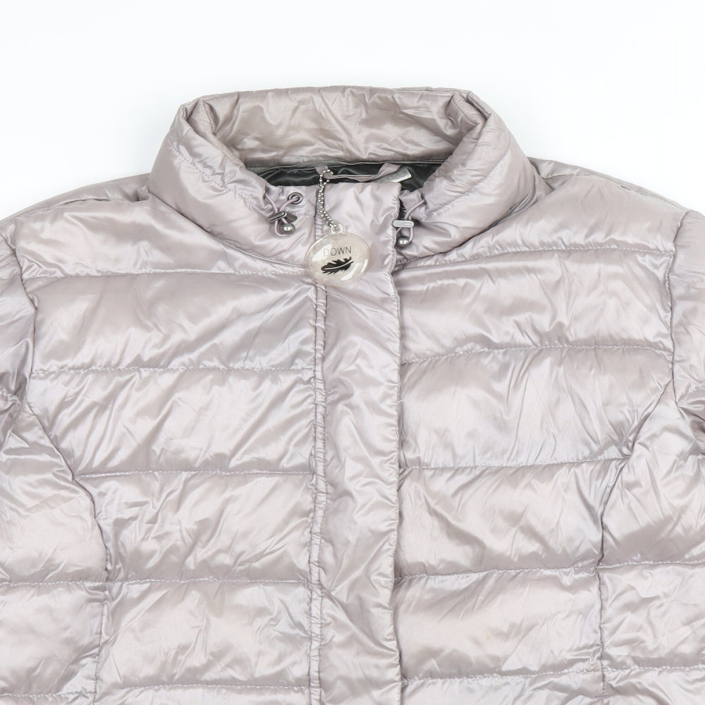 Etage Womens Silver Quilted Jacket Size 12 Zip