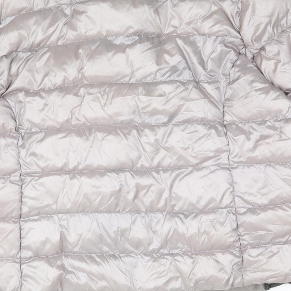 Etage Womens Silver Quilted Jacket Size 12 Zip