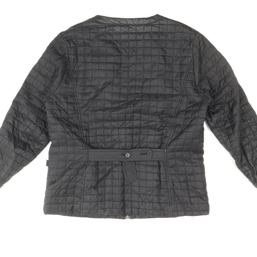 Incorporate Wear Womens Black Geometric Quilted Jacket Size L Zip