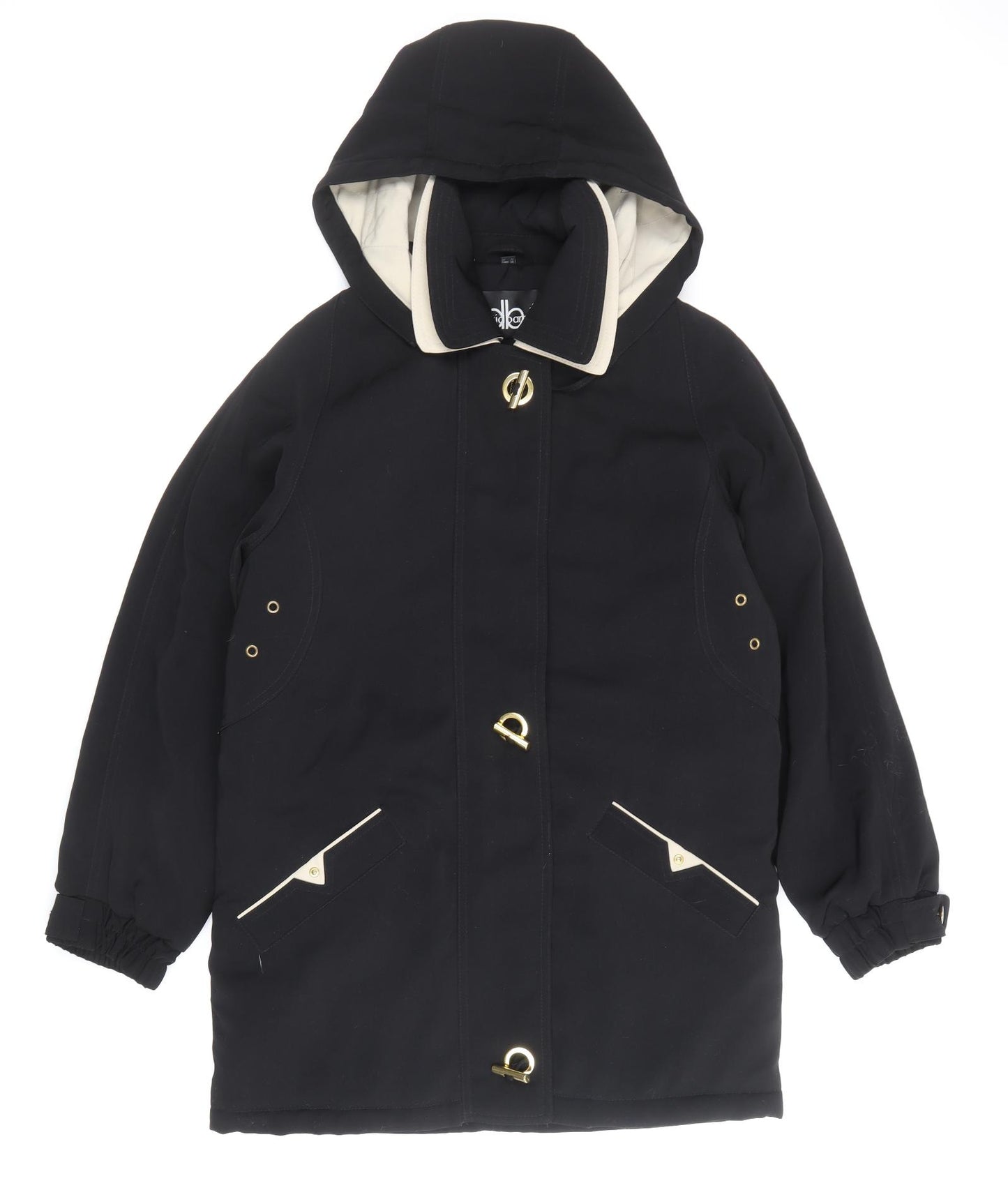 David Barry Womens Black Parka Coat Size 10 Zip