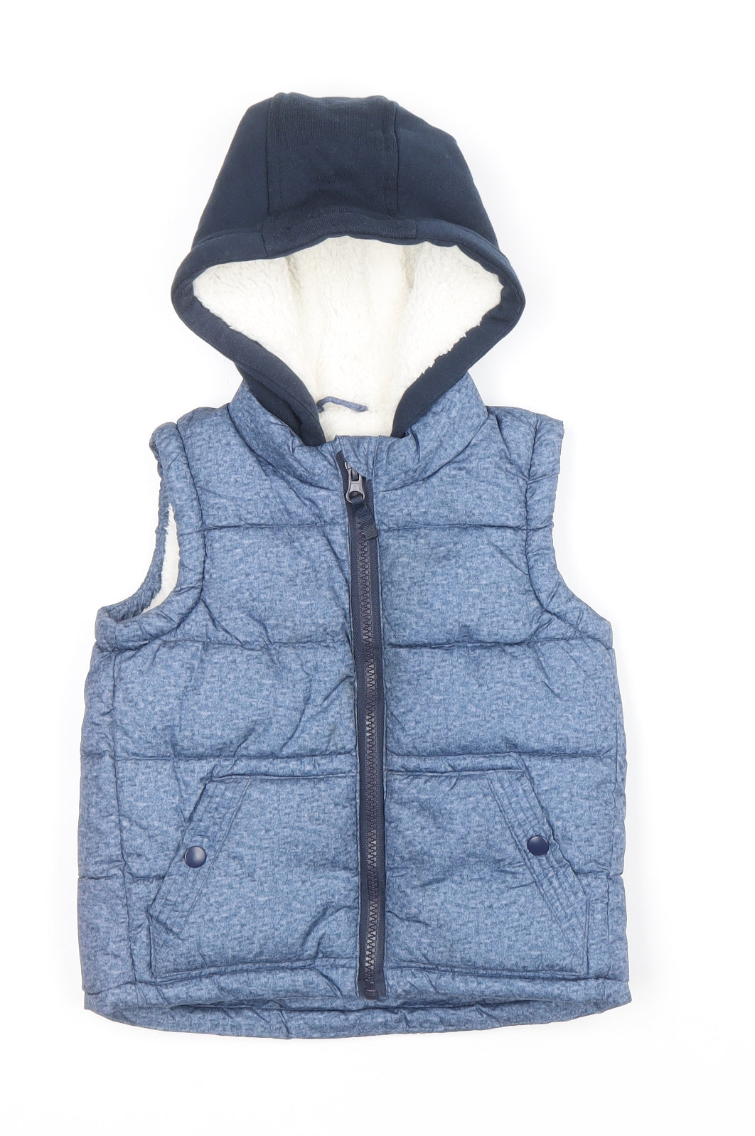 F&F Boys Blue Geometric Gilet Jacket Size 18-24 Months Zip
