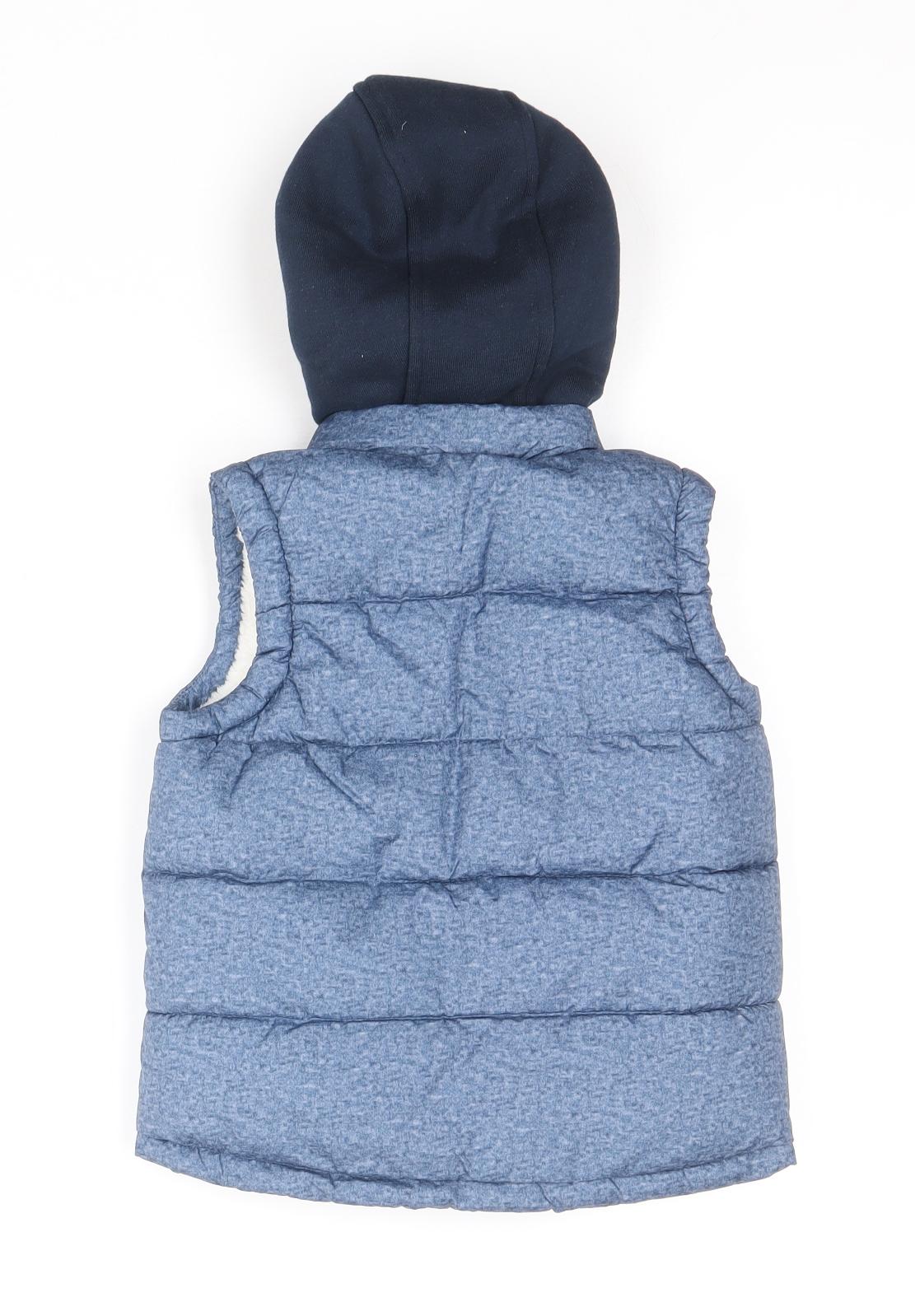 F&F Boys Blue Geometric Gilet Jacket Size 18-24 Months Zip