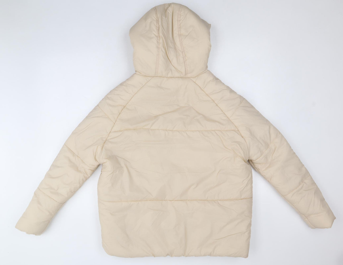 PRETTYLITTLETHING Womens Beige Puffer Jacket Jacket Size 4 Zip