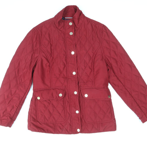 EWM Womens Red Quilted Jacket Size 12 Snap