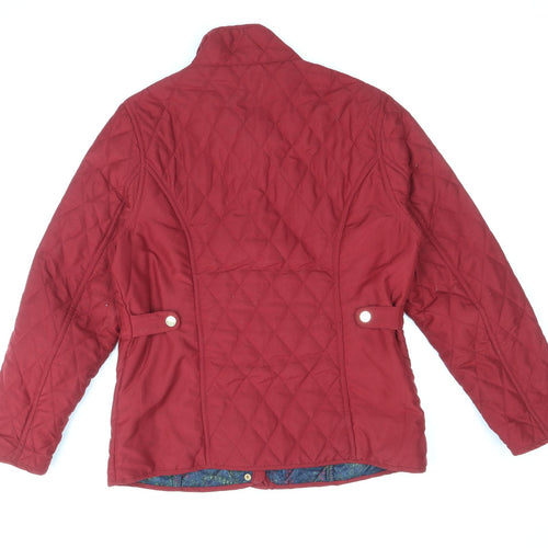 EWM Womens Red Quilted Jacket Size 12 Snap