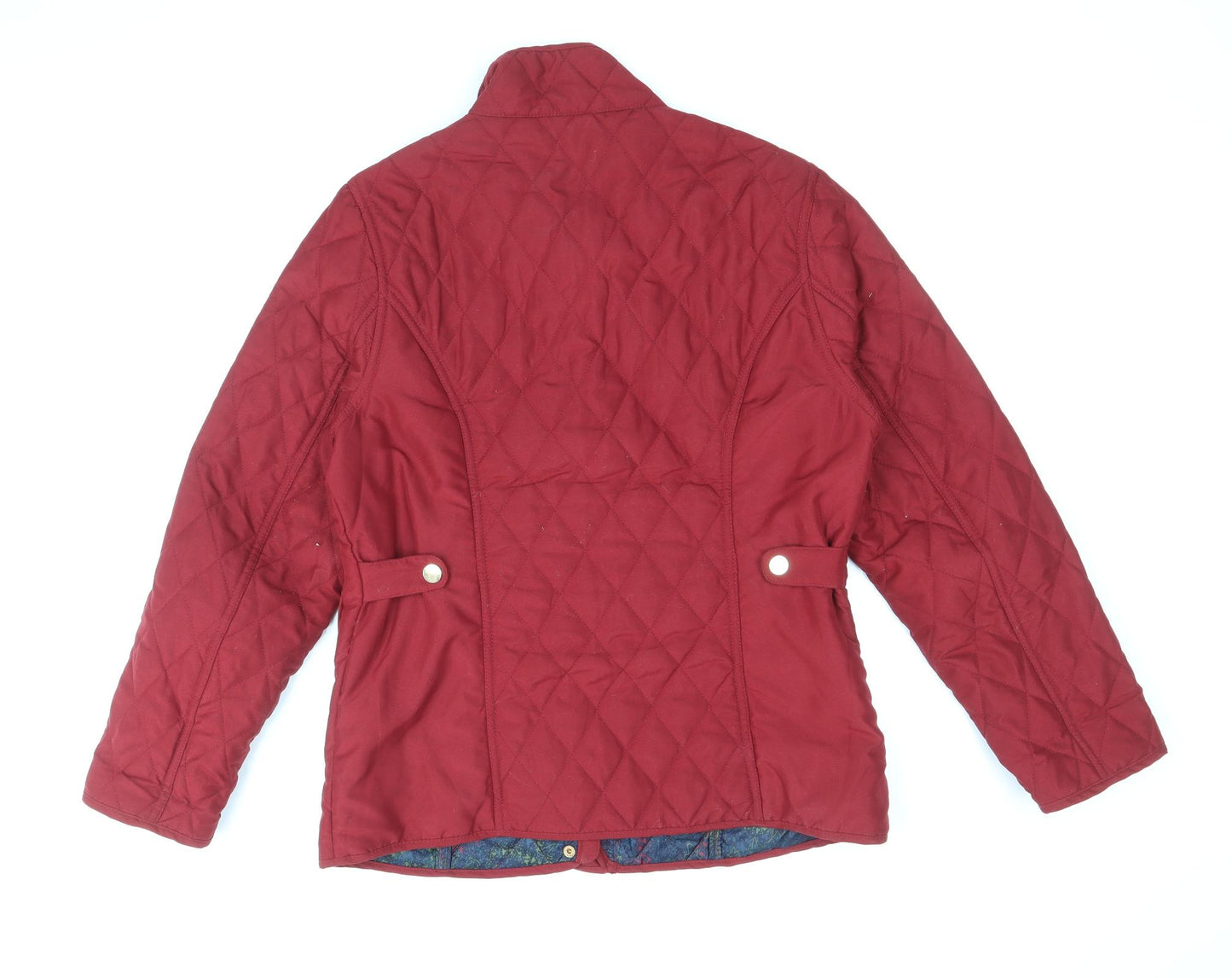 EWM Womens Red Quilted Jacket Size 12 Snap