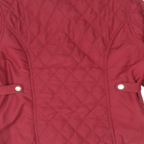 EWM Womens Red Quilted Jacket Size 12 Snap