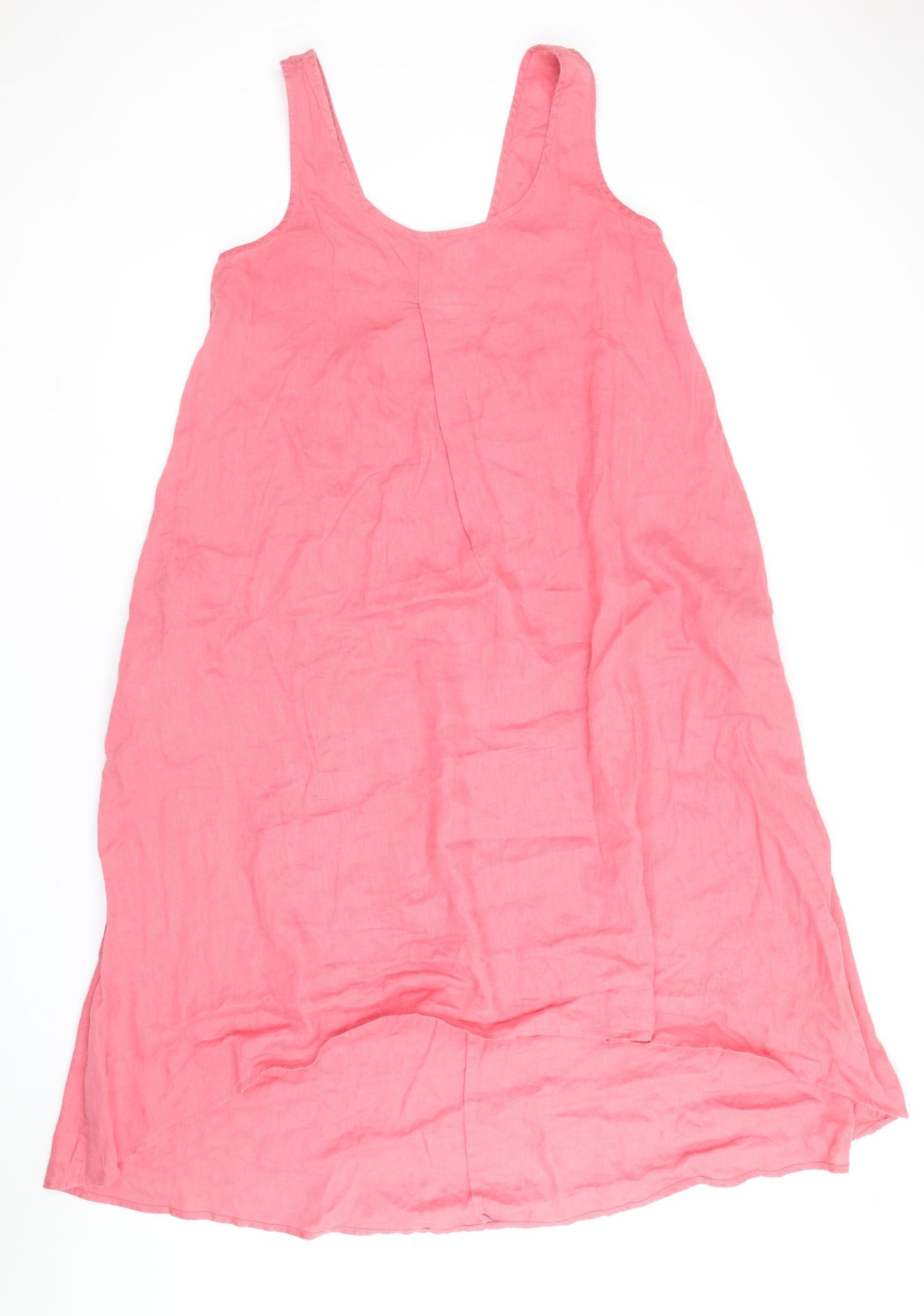 John Lewis Womens Pink Linen A-Line Size 12 Round Neck Pullover