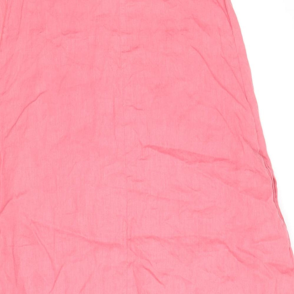 John Lewis Womens Pink Linen A-Line Size 12 Round Neck Pullover
