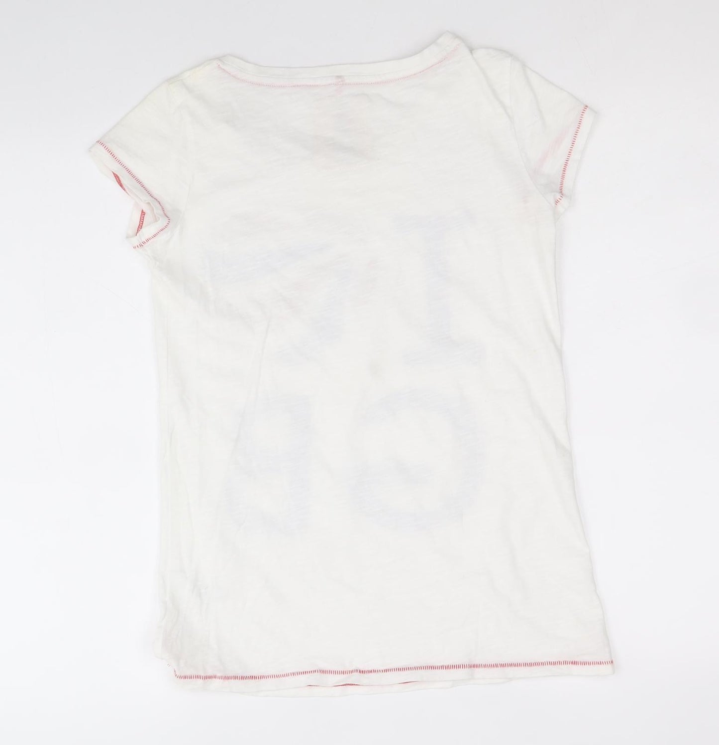 NEXT Girls White 100% Cotton Basic T-Shirt Size 14 Years Scoop Neck Pullover - I Love GB
