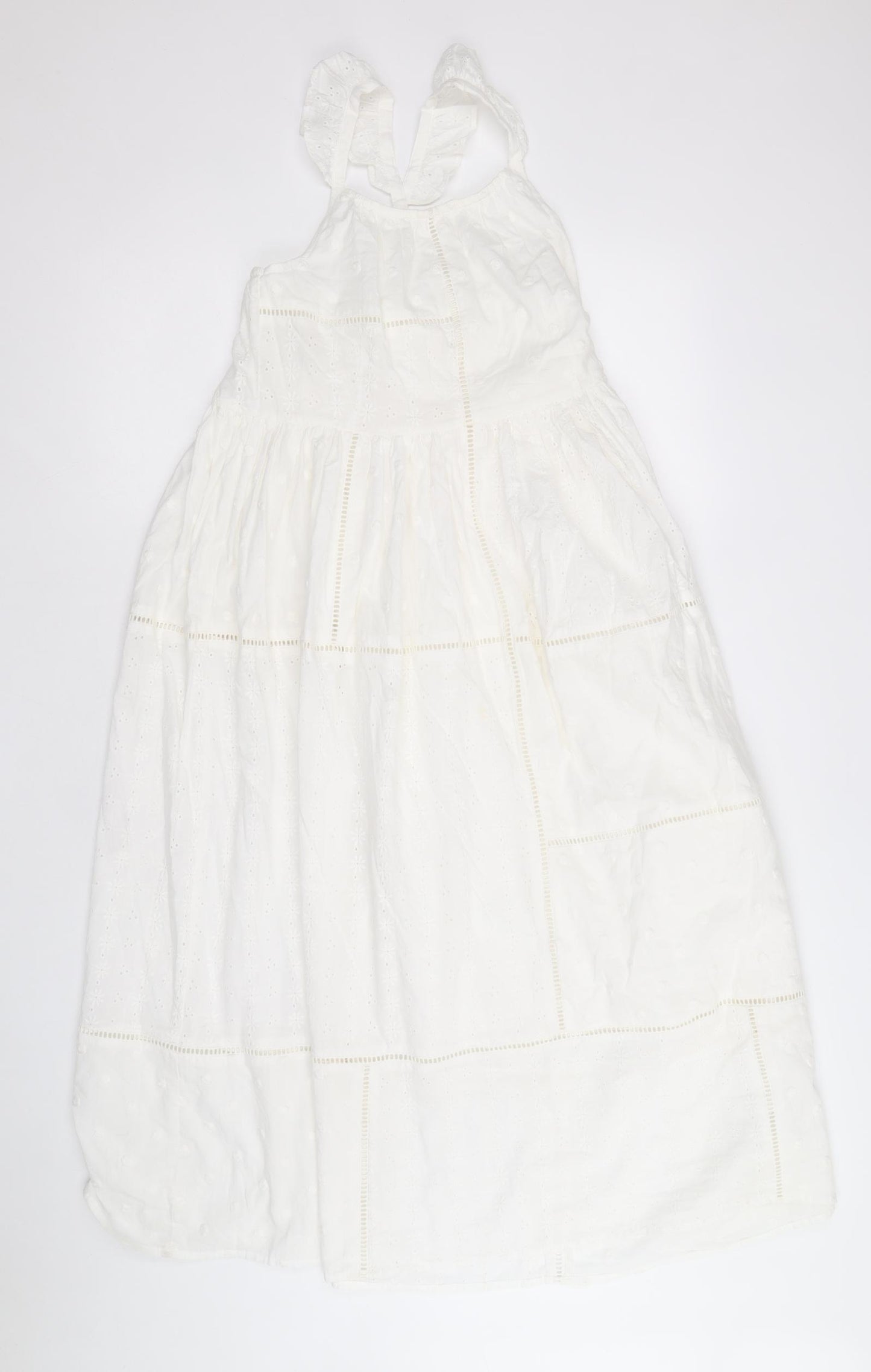 Marks and Spencer Girls White 100% Cotton Trapeze & Swing Size 10-11 Years Round Neck Pullover