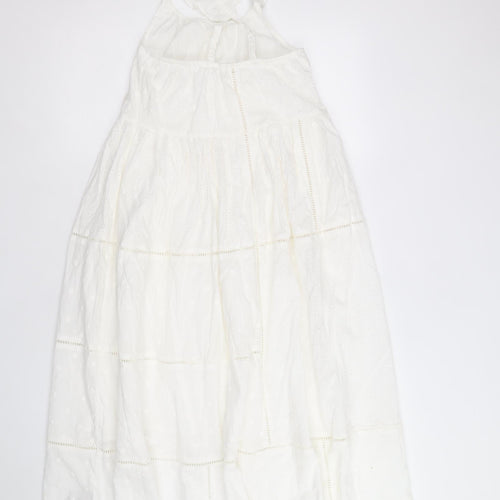 Marks and Spencer Girls White 100% Cotton Trapeze & Swing Size 10-11 Years Round Neck Pullover