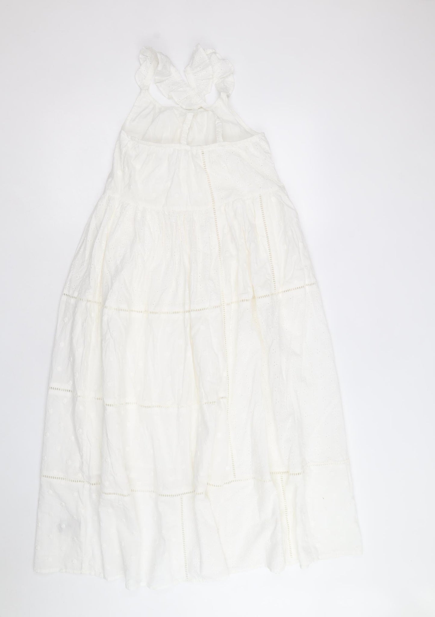 Marks and Spencer Girls White 100% Cotton Trapeze & Swing Size 10-11 Years Round Neck Pullover