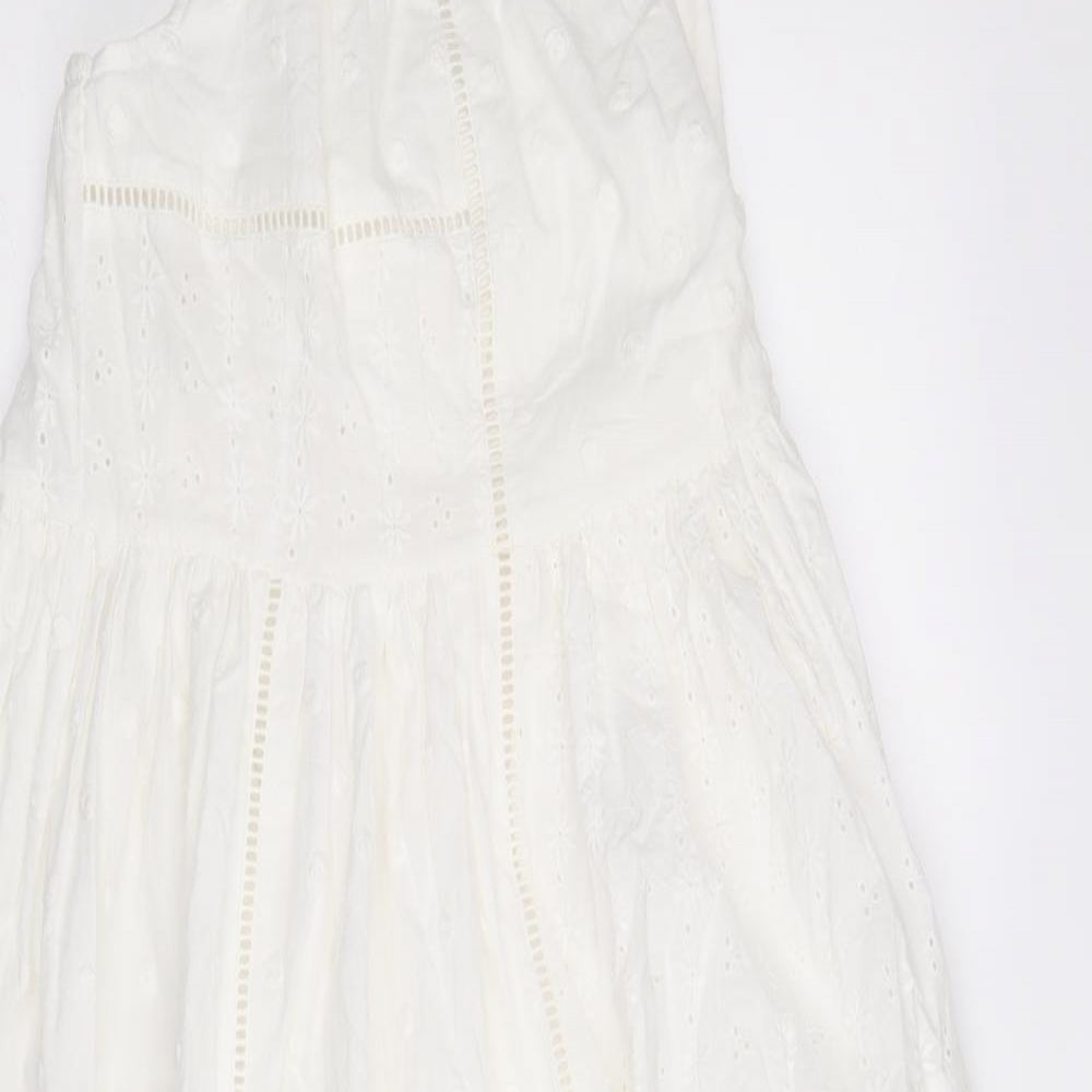 Marks and Spencer Girls White 100% Cotton Trapeze & Swing Size 10-11 Years Round Neck Pullover