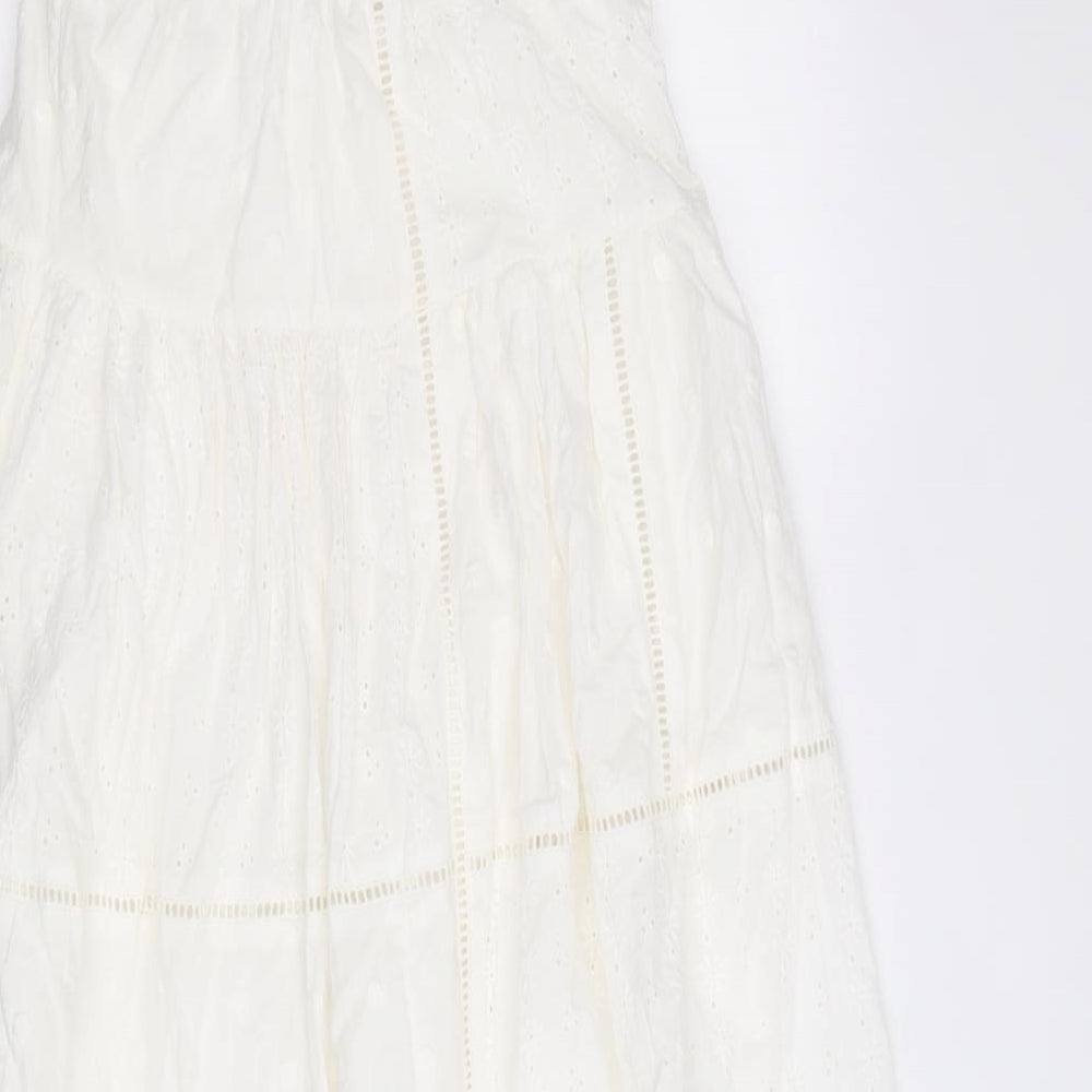 Marks and Spencer Girls White 100% Cotton Trapeze & Swing Size 10-11 Years Round Neck Pullover