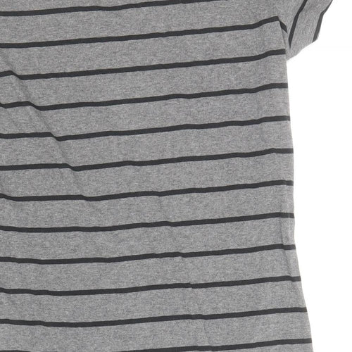 Miss Shop Womens Grey Striped Polyester T-Shirt Dress Size 16 Round Neck Pullover