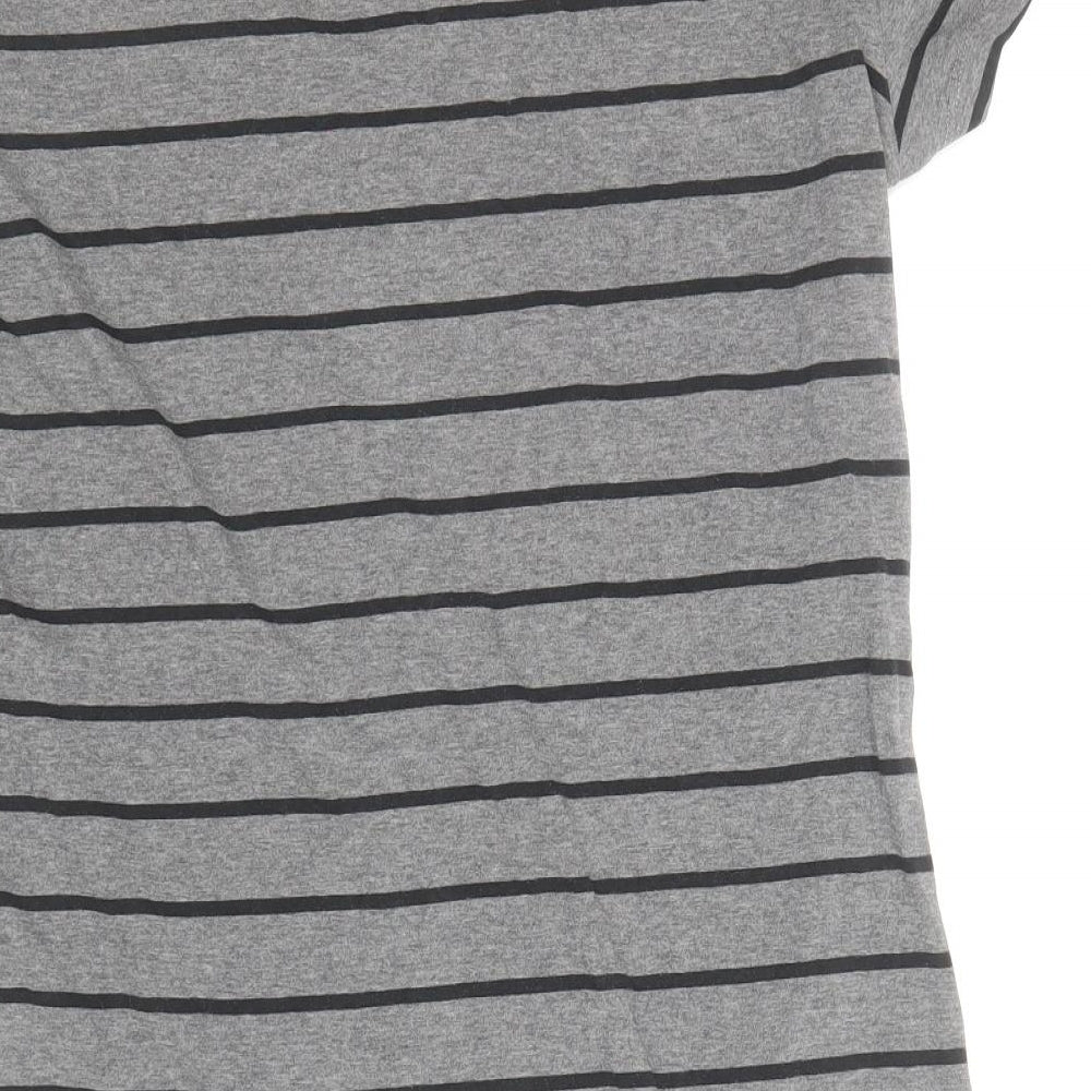Miss Shop Womens Grey Striped Polyester T-Shirt Dress Size 16 Round Neck Pullover