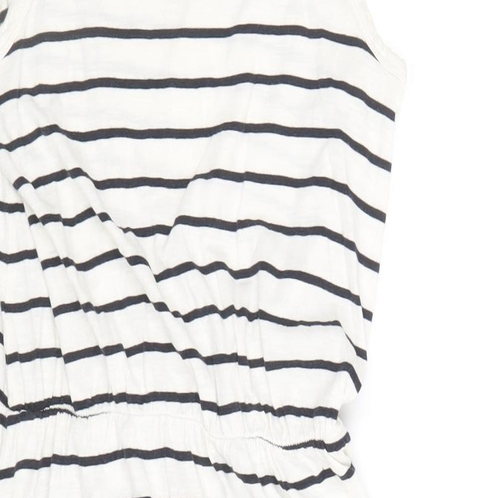 H&M Womens Ivory Striped Cotton Tank Dress Size S Round Neck Pullover