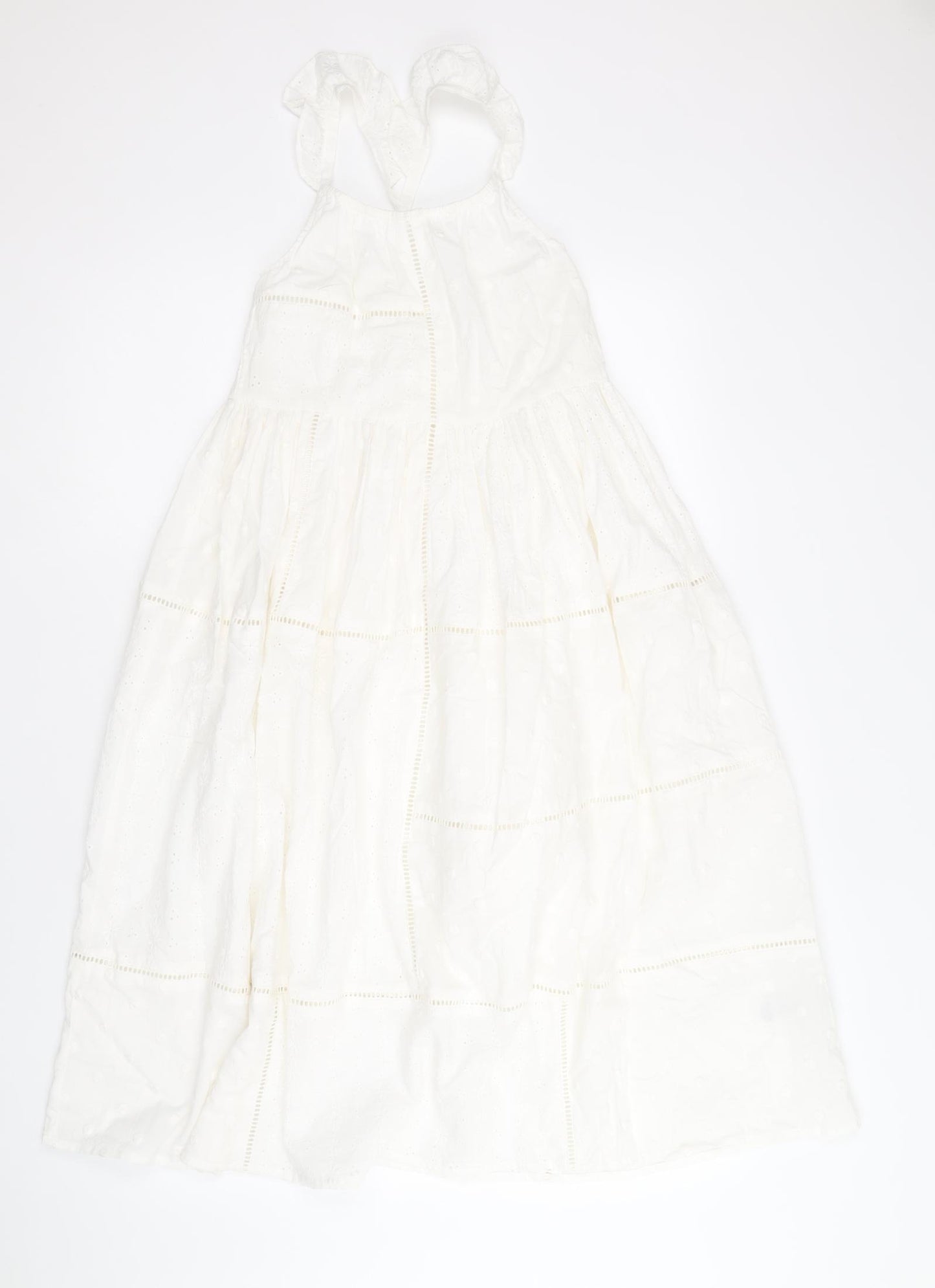 Marks and Spencer Girls White 100% Cotton Trapeze & Swing Size 8-9 Years Round Neck Pullover
