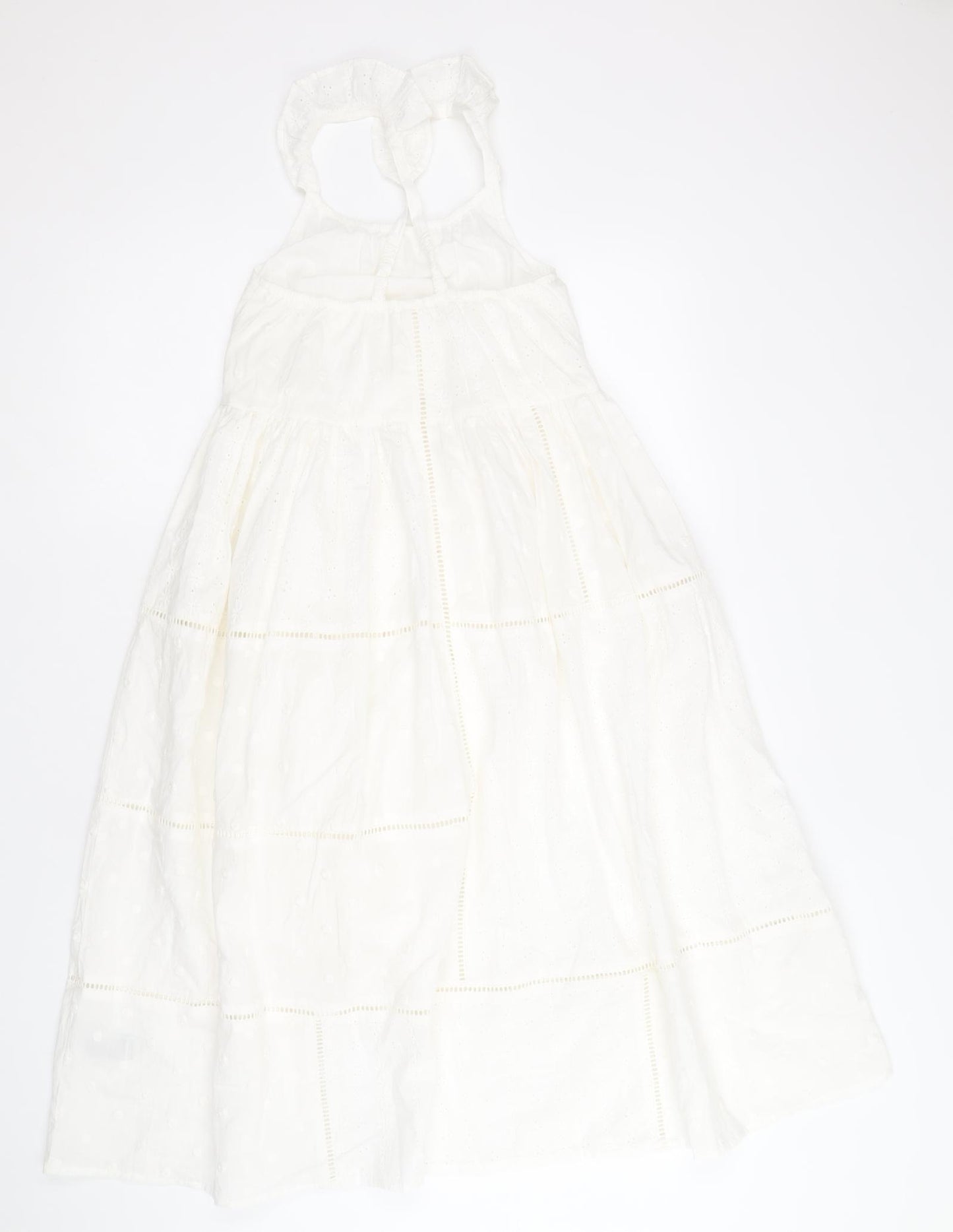 Marks and Spencer Girls White 100% Cotton Trapeze & Swing Size 8-9 Years Round Neck Pullover